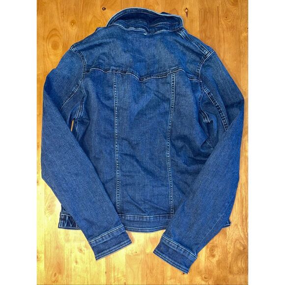 Denim Jacket GUESS Los Angeles Distressed Vintage Size L Cropped Fitted - Picture 7 of 7